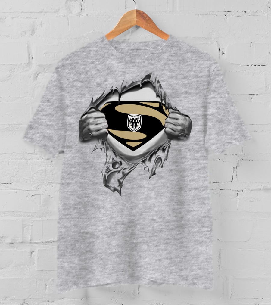 Angers SCO Superman Logo Unveiled Through Ripped Fabric T-Shirt
