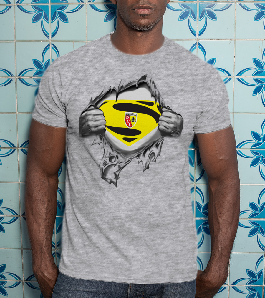 RC Lens Superman Shield Emblem With Hands Ripped T-Shirt