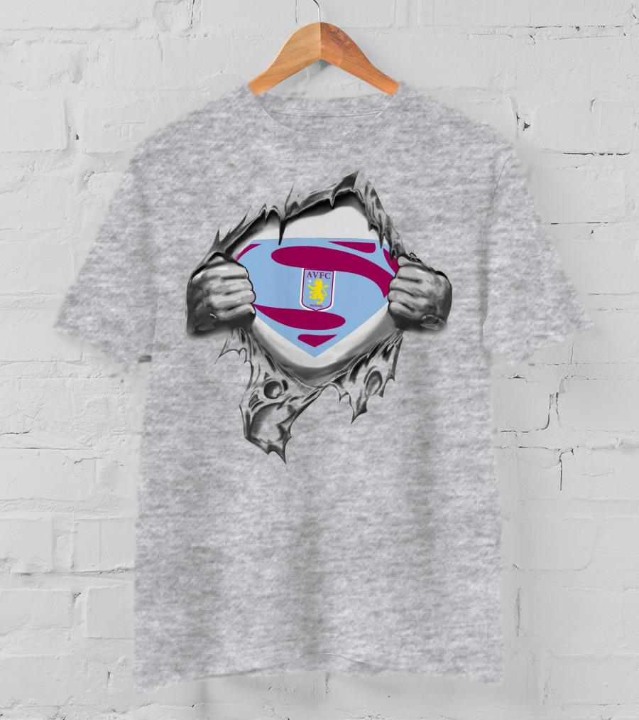Aston Villa FC Superman Shield With Crest T-Shirt
