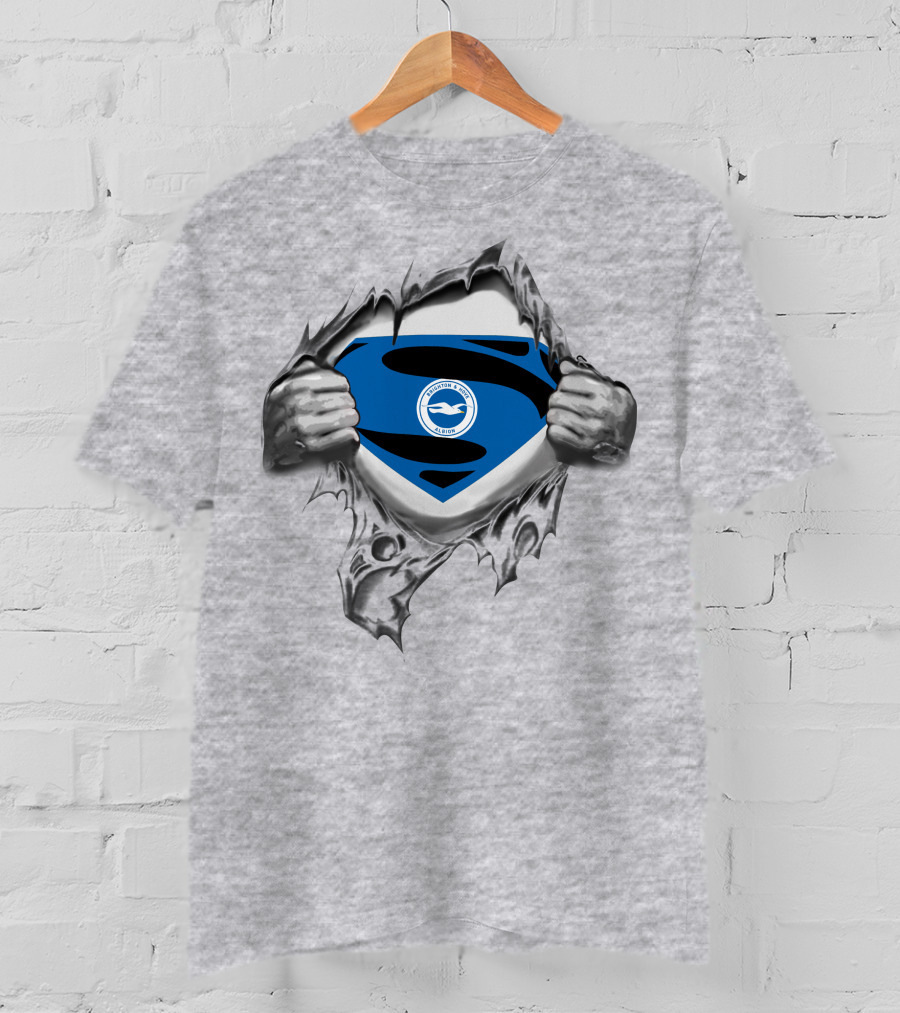 Brighton Hove Albion Superman Logo Emblem Rip T-Shirt