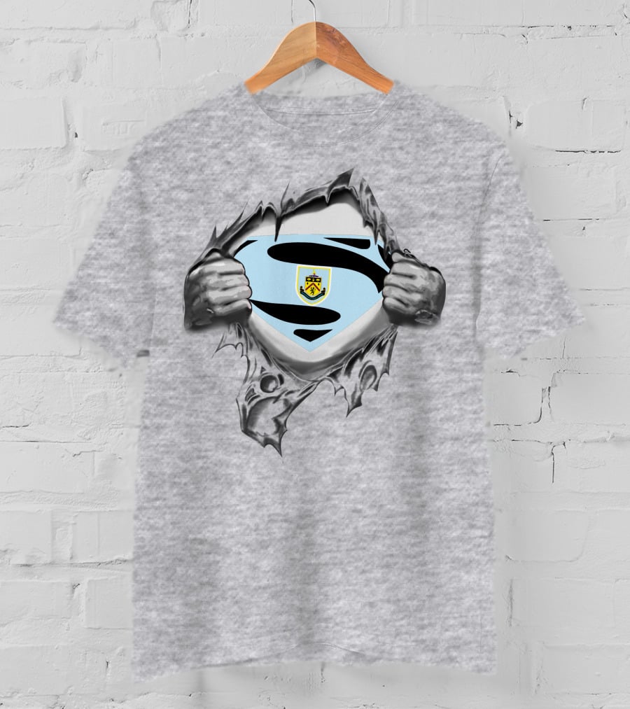 PL Burnley Football Crest Superman Shield Torn Reveal T-Shirt