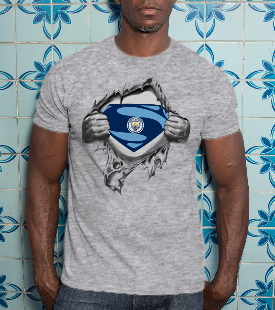 PL Manchester City Super Hero Logo Emblem T-Shirt
