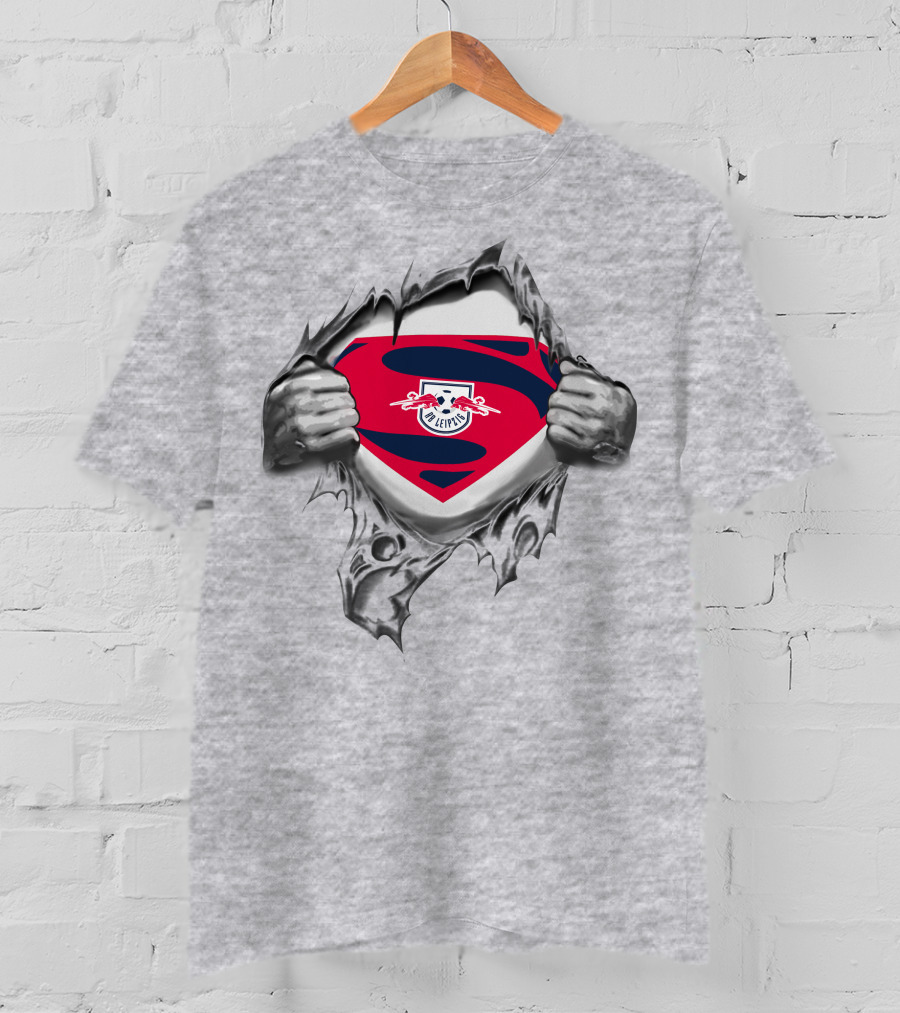 DFL RB Leipzig Superman Logo Inside Ripping Superhero Chest T-Shirt