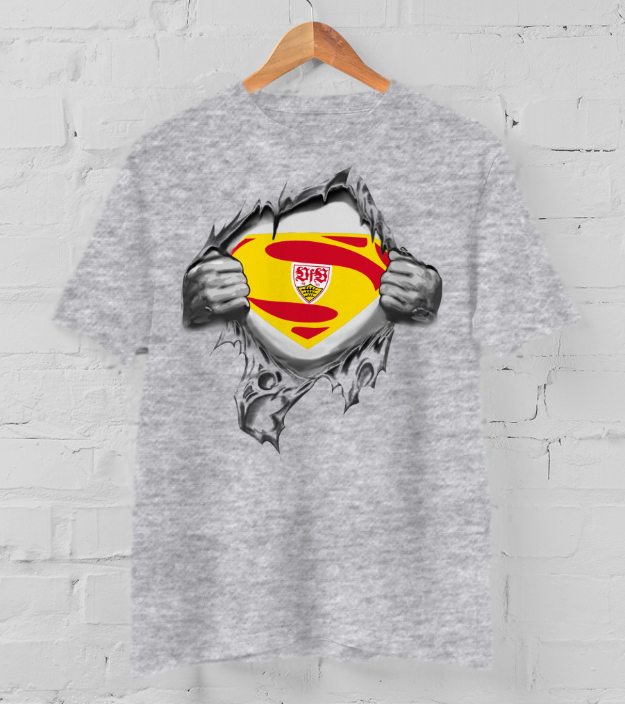 VfB Stuttgart Superman Shield Ripped Jersey T-Shirt