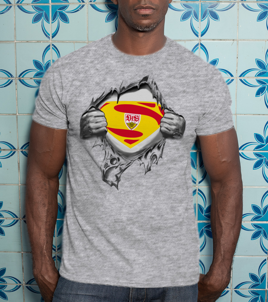 VfB Stuttgart Superman Shield Ripped Jersey T-Shirt