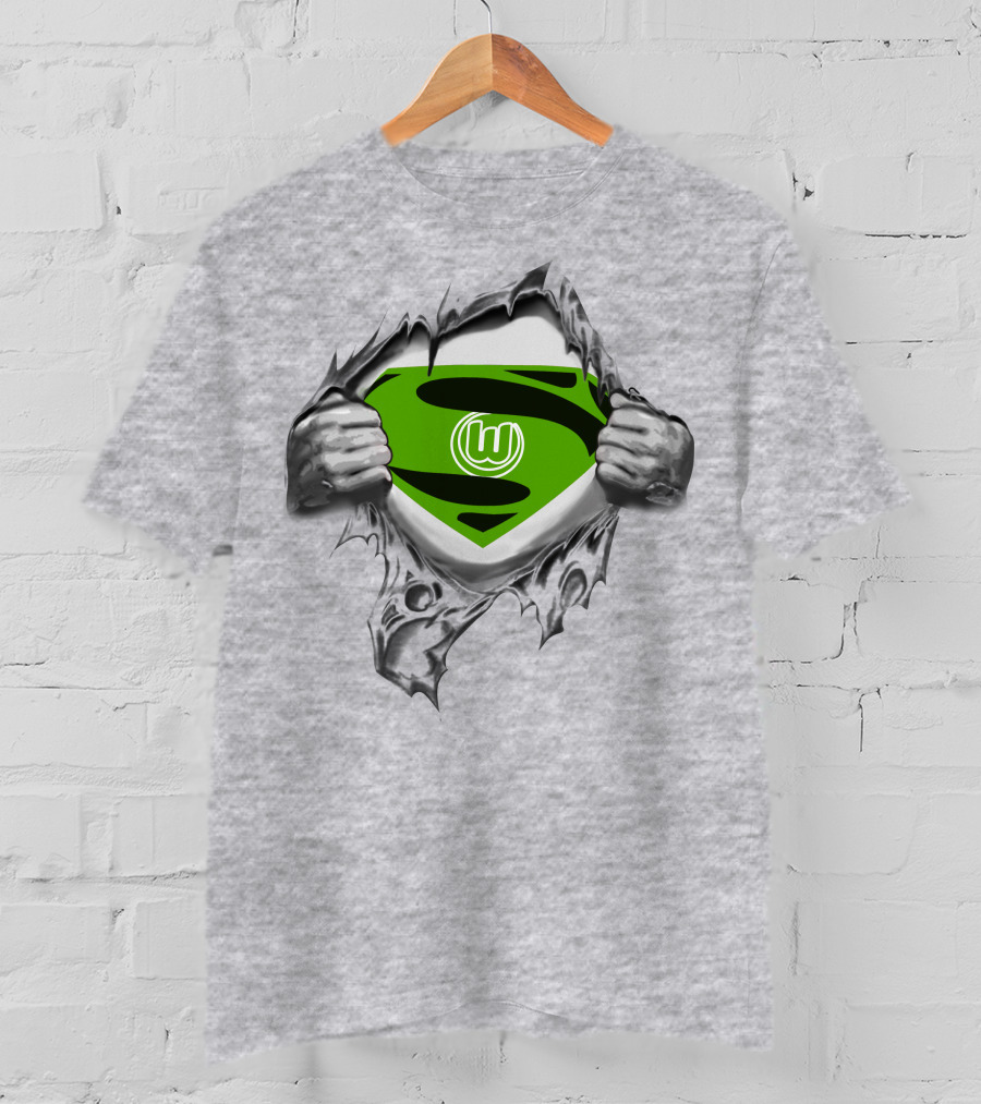 DFL VfL Wolfsburg Superman Shield Logo Rip T-Shirt