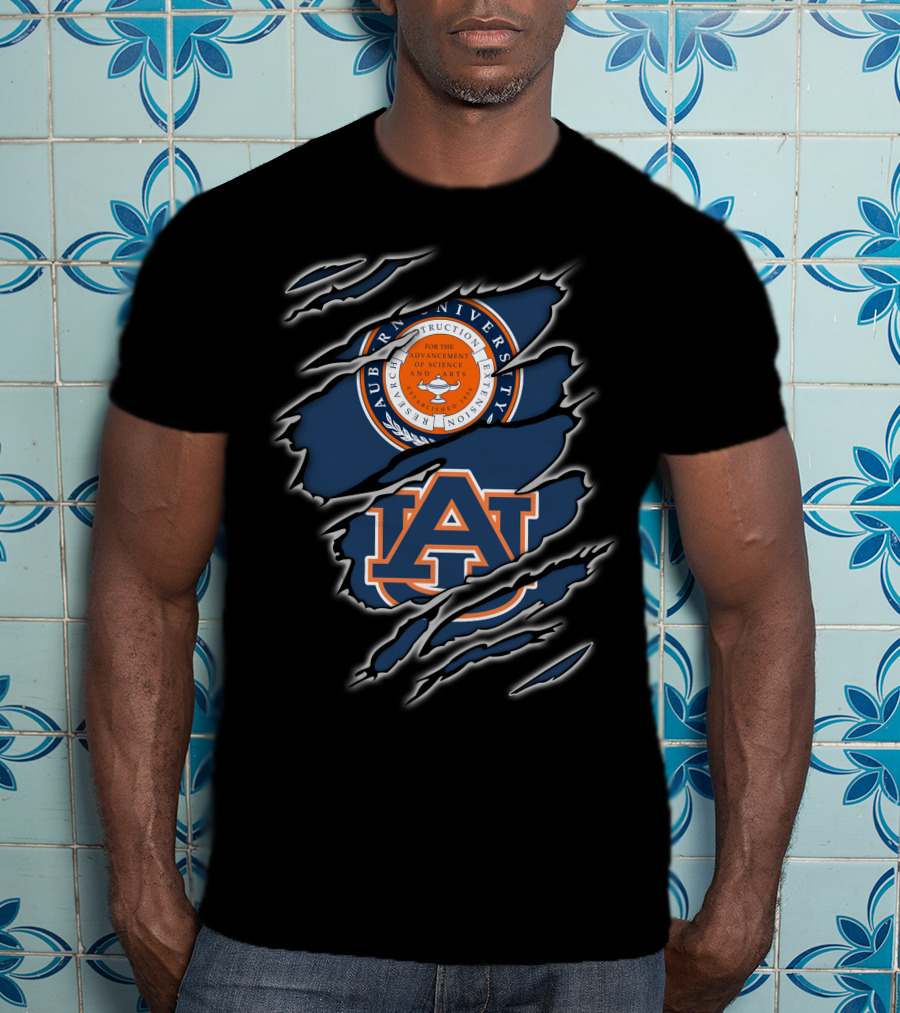 Auburn University Seal And AU Logo Claw Marks T-Shirt