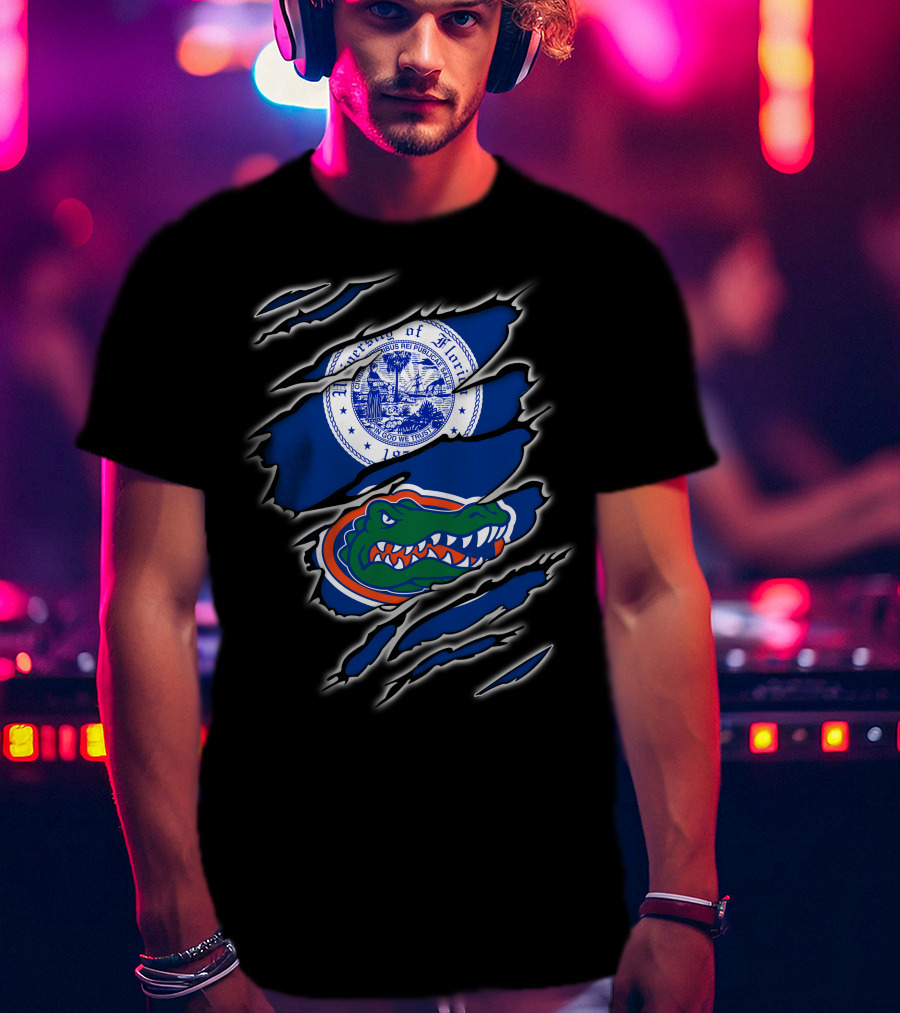 University Of Florida Gators Logo With New York Seal T-Shirt