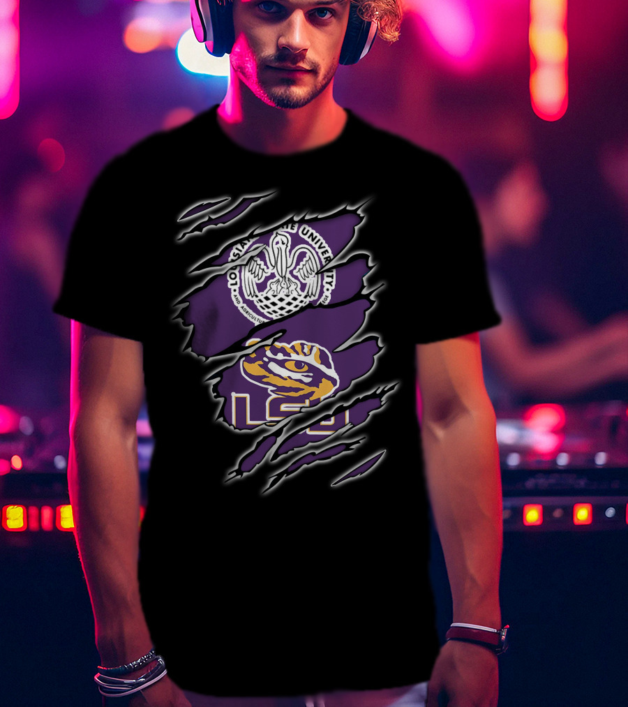 LSU Tigers Louisiana State University Logo Claw Marks T-Shirt