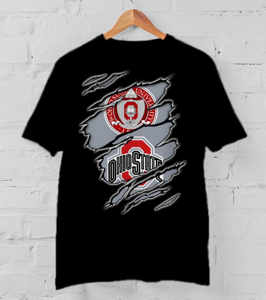 NCAA Ohio State University Emblem With Claw Marks T-Shirt