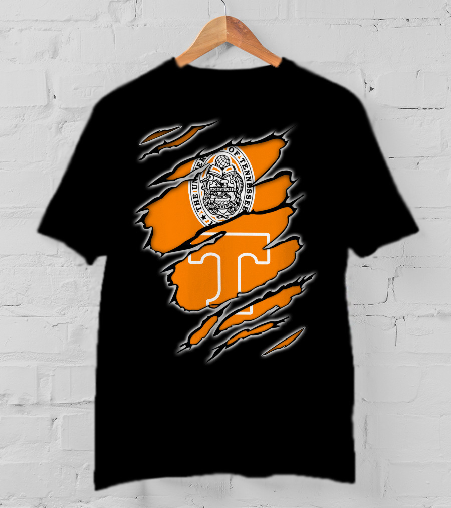 NCAA Tennessee Volunteers University Of Tennessee Seal And T Logo Orange Claw Marks T-Shirt