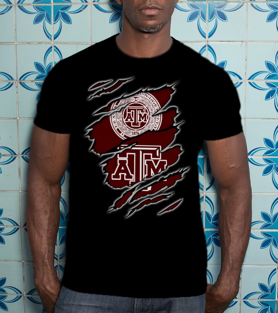 NCAA Texas AM University Aggies Emblem 1876 Claw Marks T-Shirt