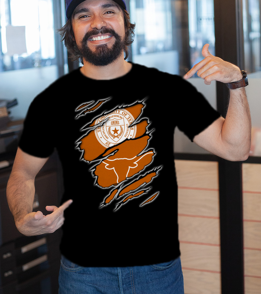 University Of Texas Longhorn NCAA Emblem Claw Marks T-Shirt