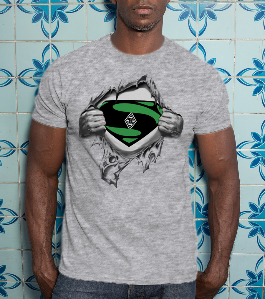 Borussia Monchengladbach B Logo Superman Crest Reveal Iconic Heroic T-Shirt