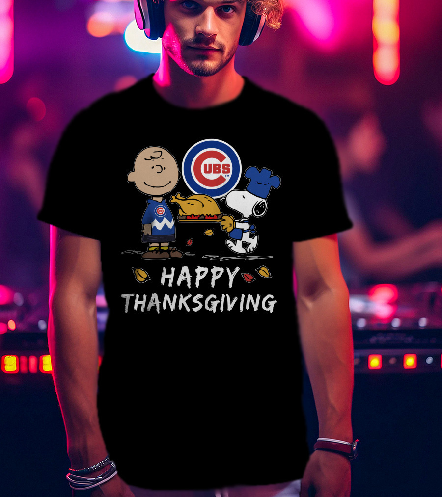 Peanuts Chicago Cubs Happy Thanksgiving T-Shirt