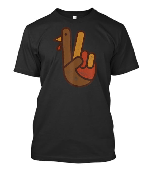 Vintage Peace Sign Turkey Hand Thanksgiving Humor T-Shirt