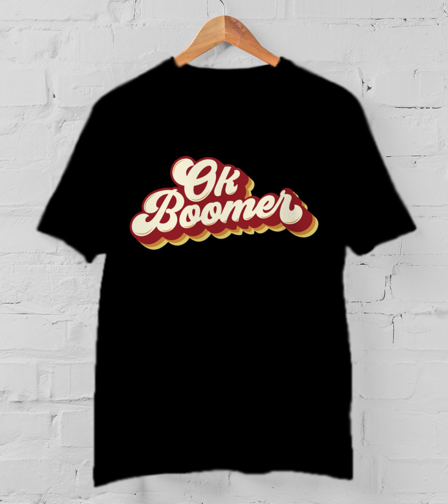 Ok Boomer Funny Meme Vintage Style Retro Typography T-Shirt