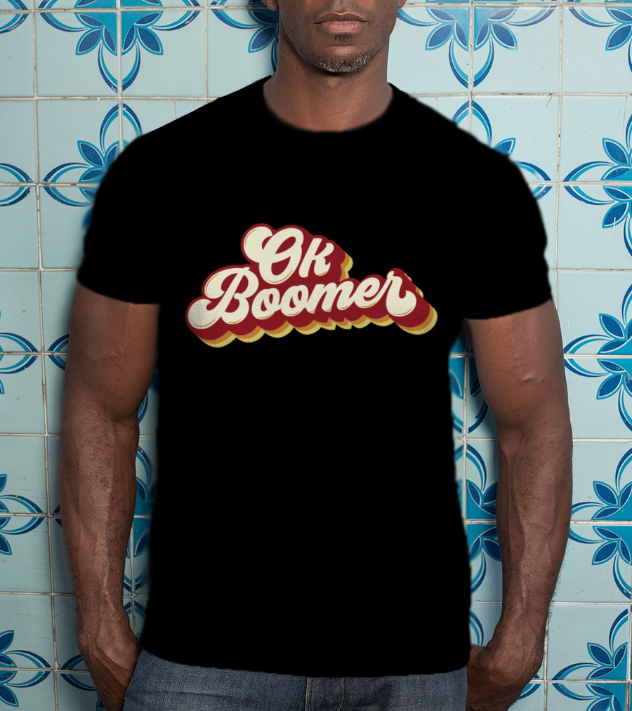 Ok Boomer Funny Meme Vintage Style Retro Typography T-Shirt