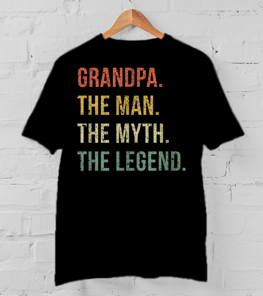 Grandpa The Man The Myth The Legend For Grandfathers Vintage Text T-Shirt