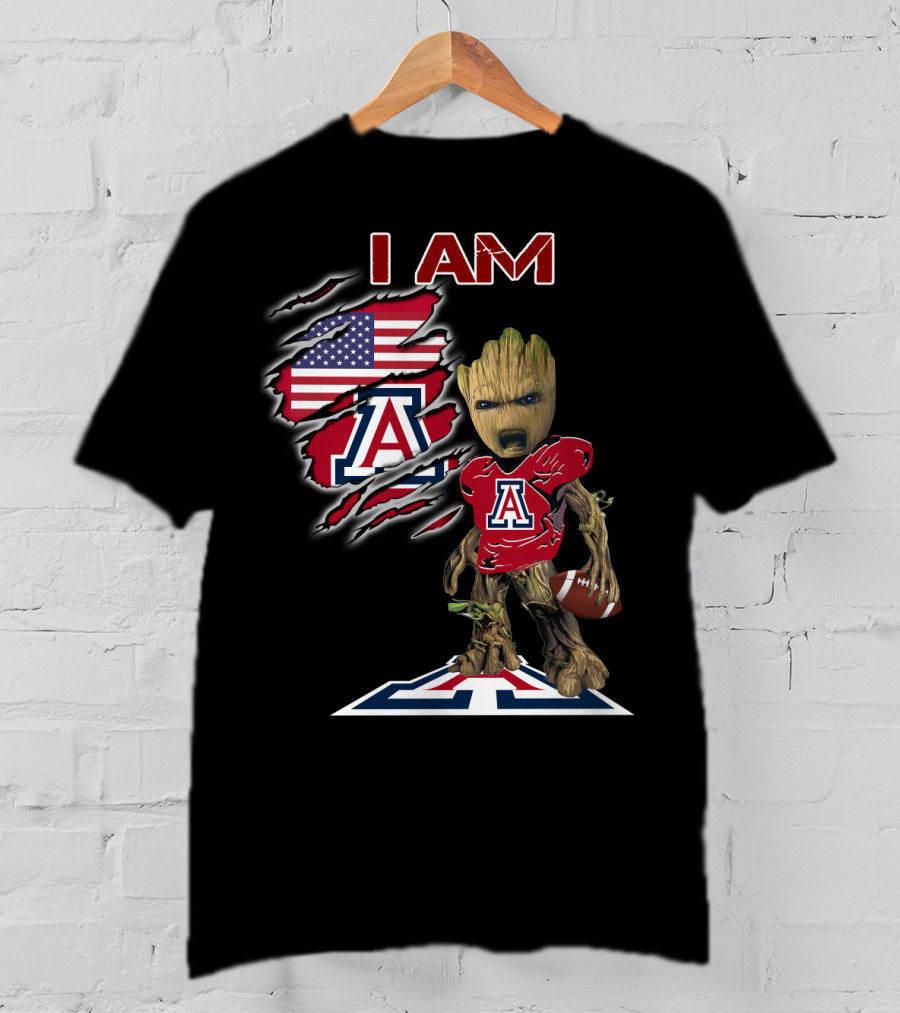 I Am Arizona Baby Groot University Of Arizona Wildcats Football Fan T-Shirt