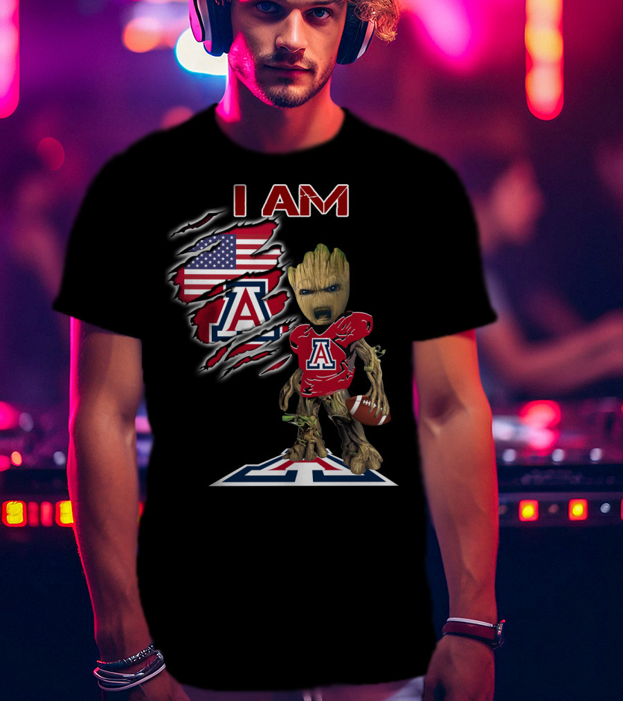 I Am Arizona Baby Groot University Of Arizona Wildcats Football Fan T-Shirt