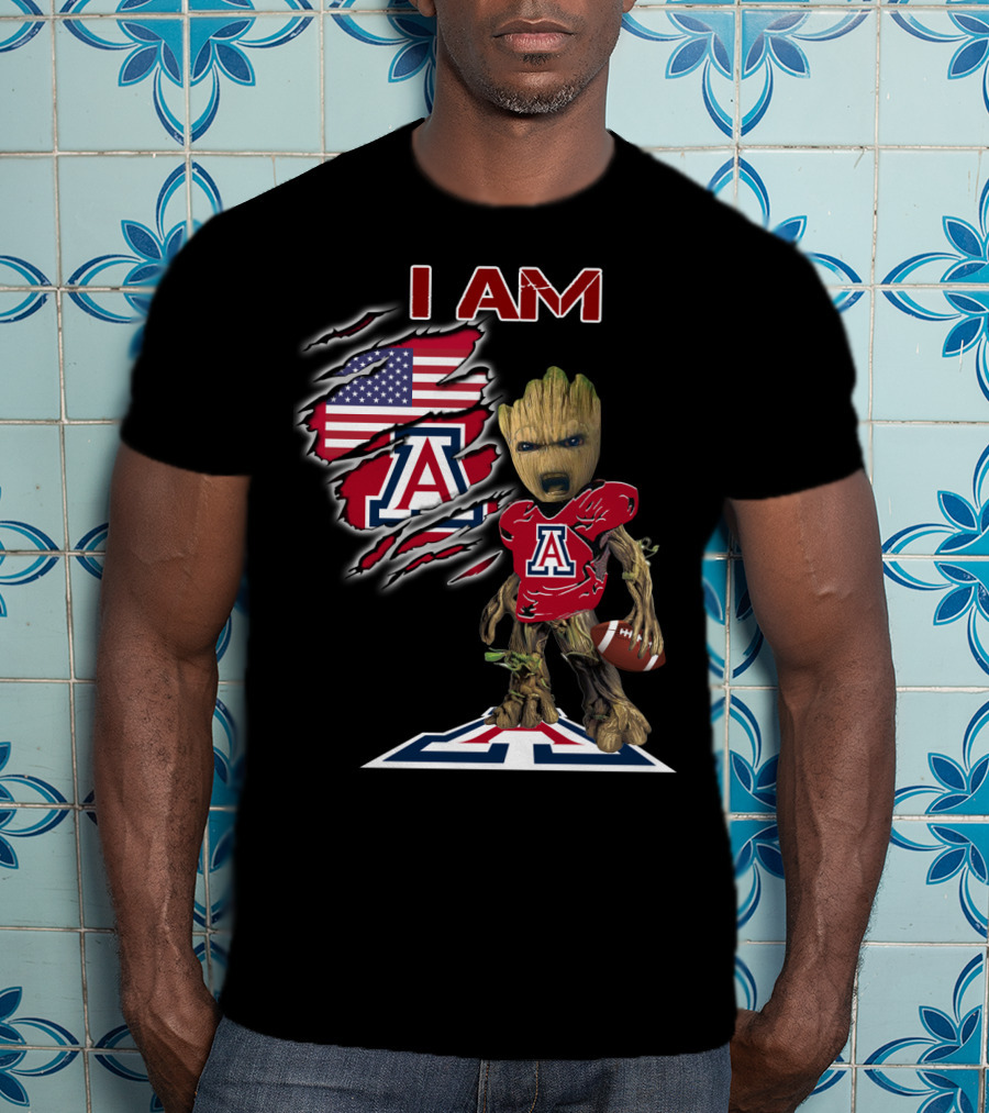 I Am Arizona Baby Groot University Of Arizona Wildcats Football Fan T-Shirt