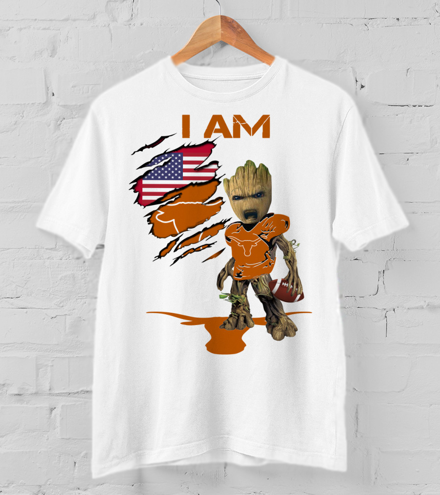 I AM Baby Groot Longhorns American Football T-Shirt
