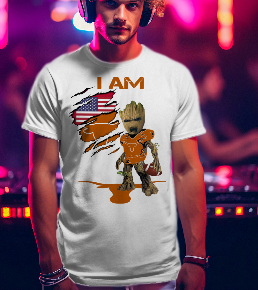 I AM Baby Groot Longhorns American Football T-Shirt