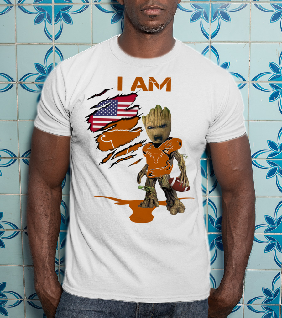 I AM Baby Groot Longhorns American Football T-Shirt