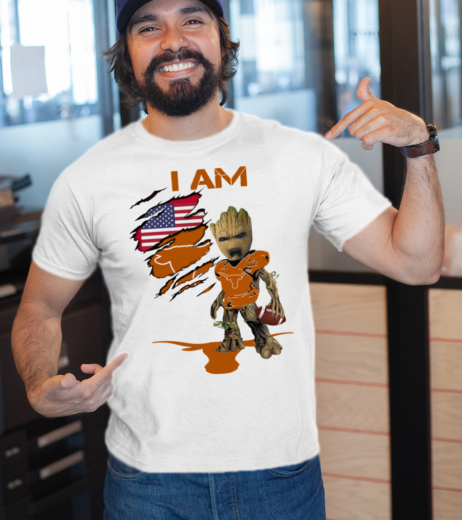 I AM Baby Groot Longhorns American Football T-Shirt