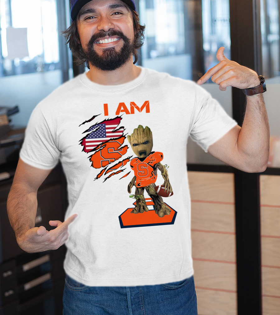 I AM Baby Groot Syracuse Football American Flag T-Shirt