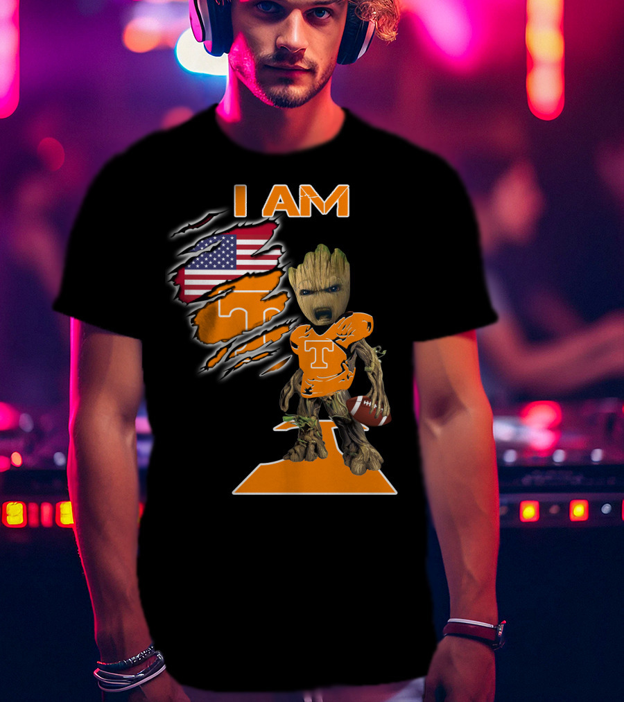 I Am Groot Tennessee Football T-Shirt American Flag T-Shirt