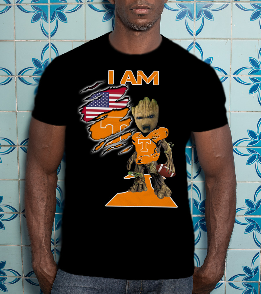 I Am Groot Tennessee Football T-Shirt American Flag T-Shirt