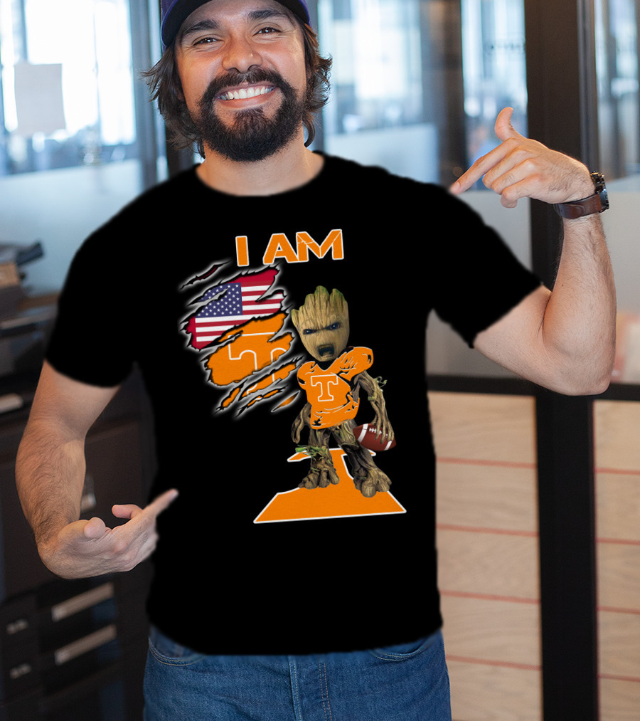 I Am Groot Tennessee Football T-Shirt American Flag T-Shirt