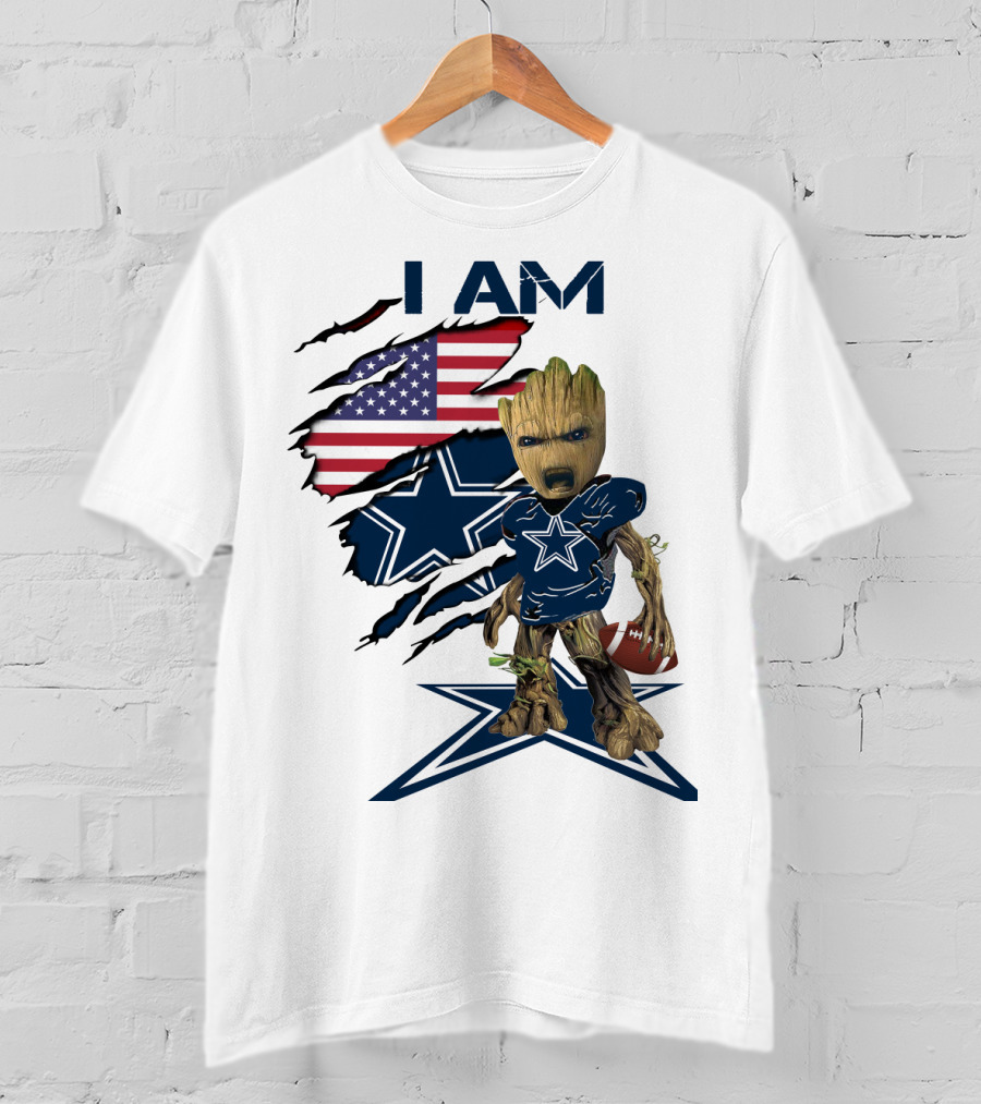 I Am Cowboys Baby Groot Star Football T-Shirt