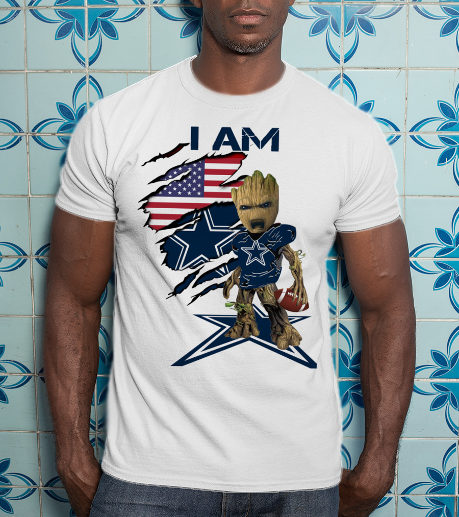 I Am Cowboys Baby Groot Star Football T-Shirt