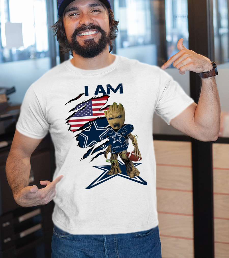 I Am Cowboys Baby Groot Star Football T-Shirt