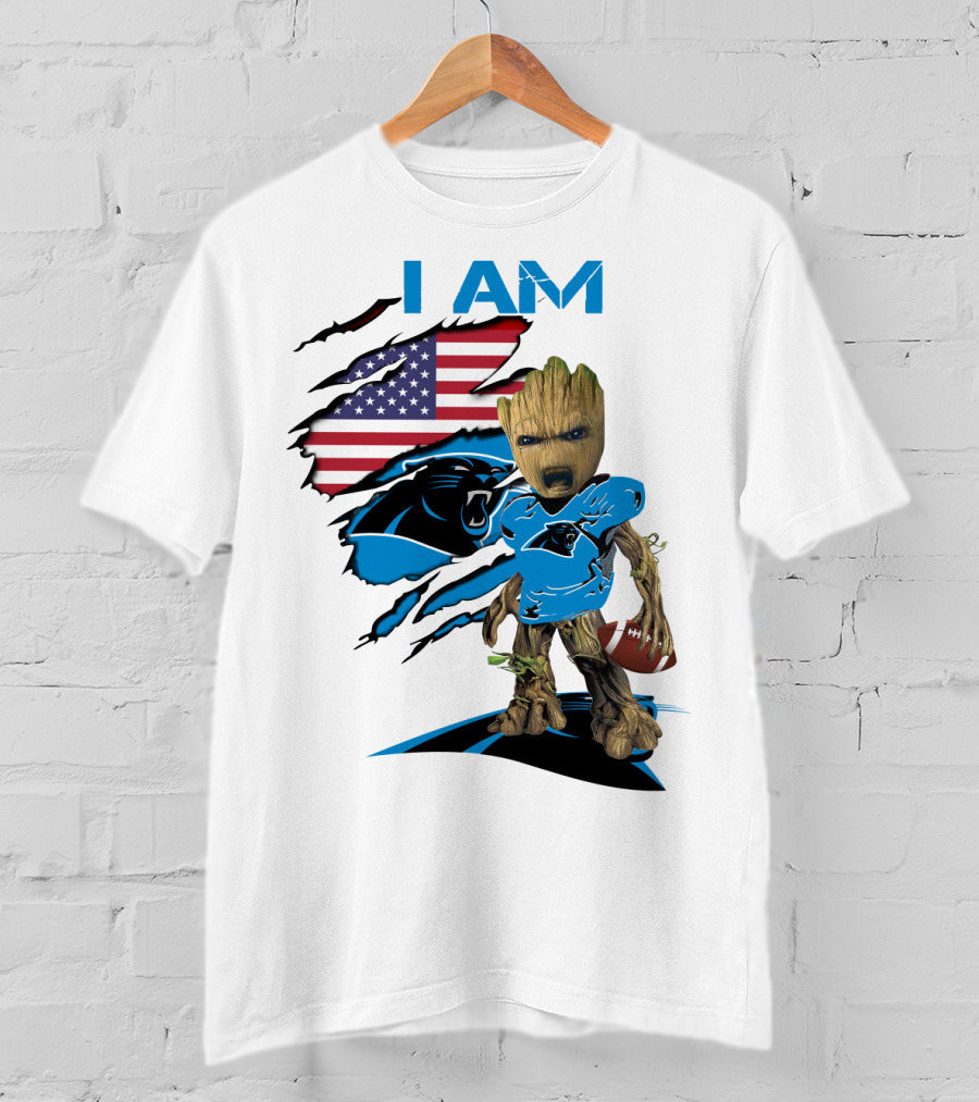 I AM Panthers Baby Groot Football Fan T-Shirt