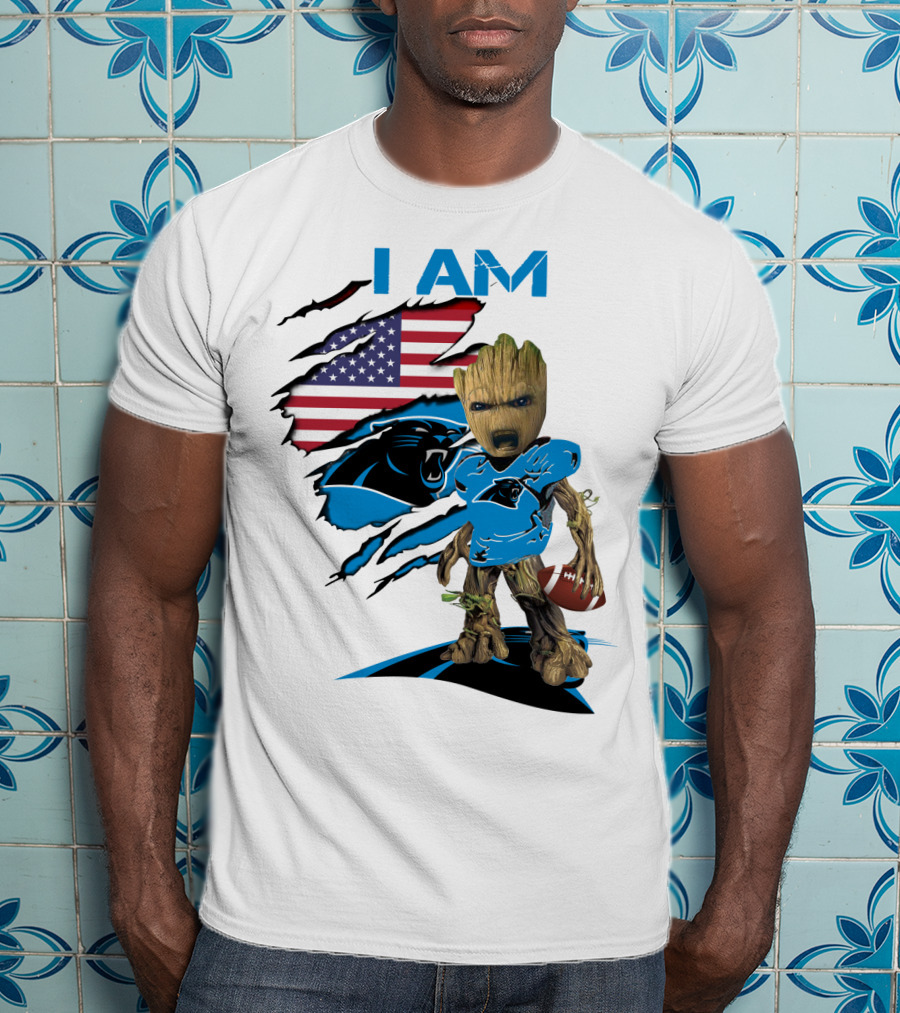 I AM Panthers Baby Groot Football Fan T-Shirt