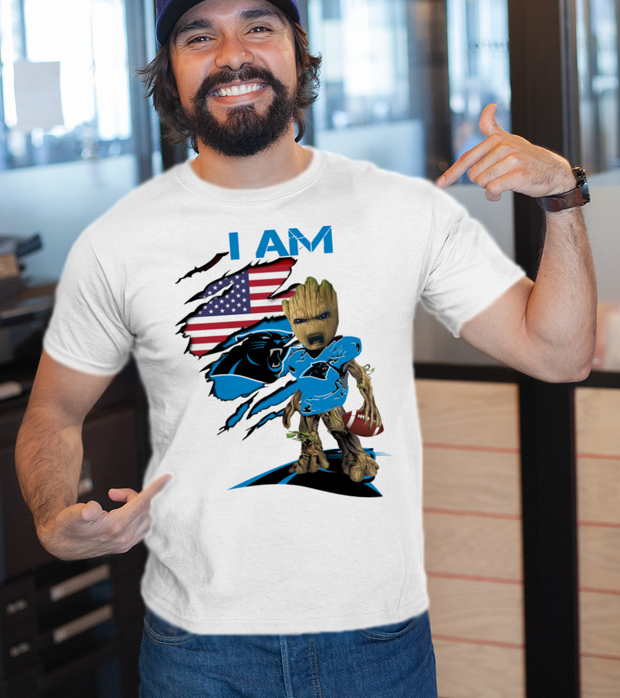 I AM Panthers Baby Groot Football Fan T-Shirt