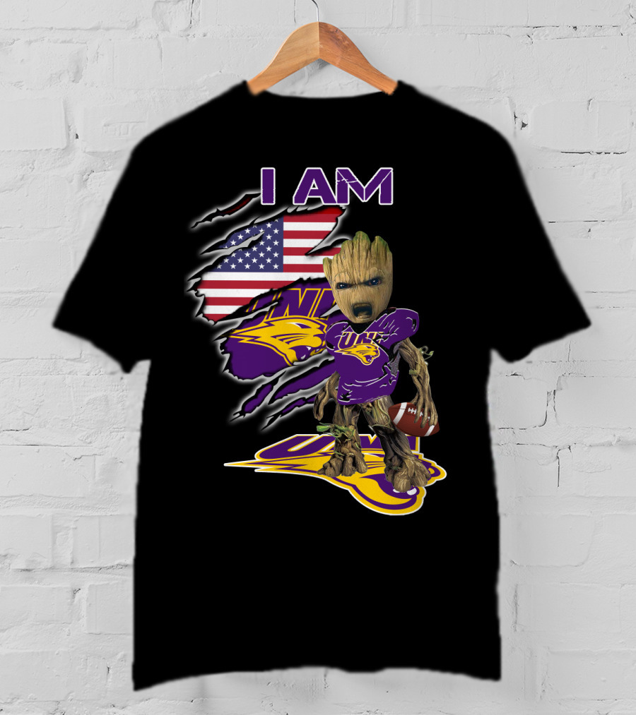I Am Uni Baby Groot American Flag Football Panthers T-Shirt