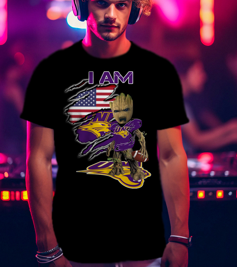 I Am Uni Baby Groot American Flag Football Panthers T-Shirt