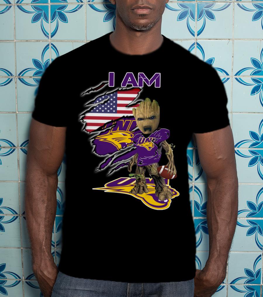 I Am Uni Baby Groot American Flag Football Panthers T-Shirt