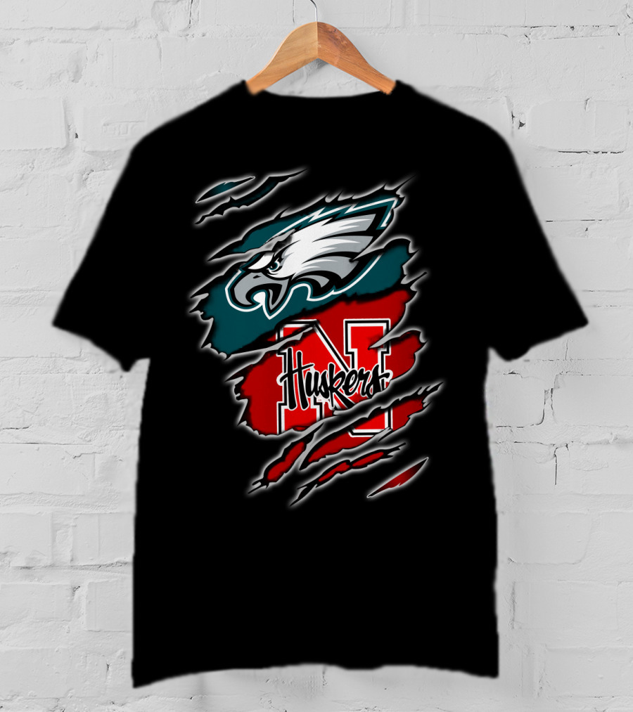 Eagles Huskers Philadelphia Nebraska Football Mashup T-Shirt