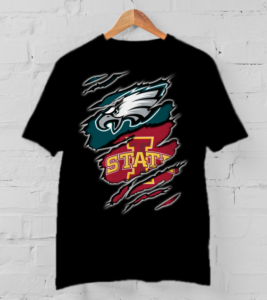 Philadelphia Eagles Iowa State Cyclones Claw Marks Logo Fusion T-Shirt