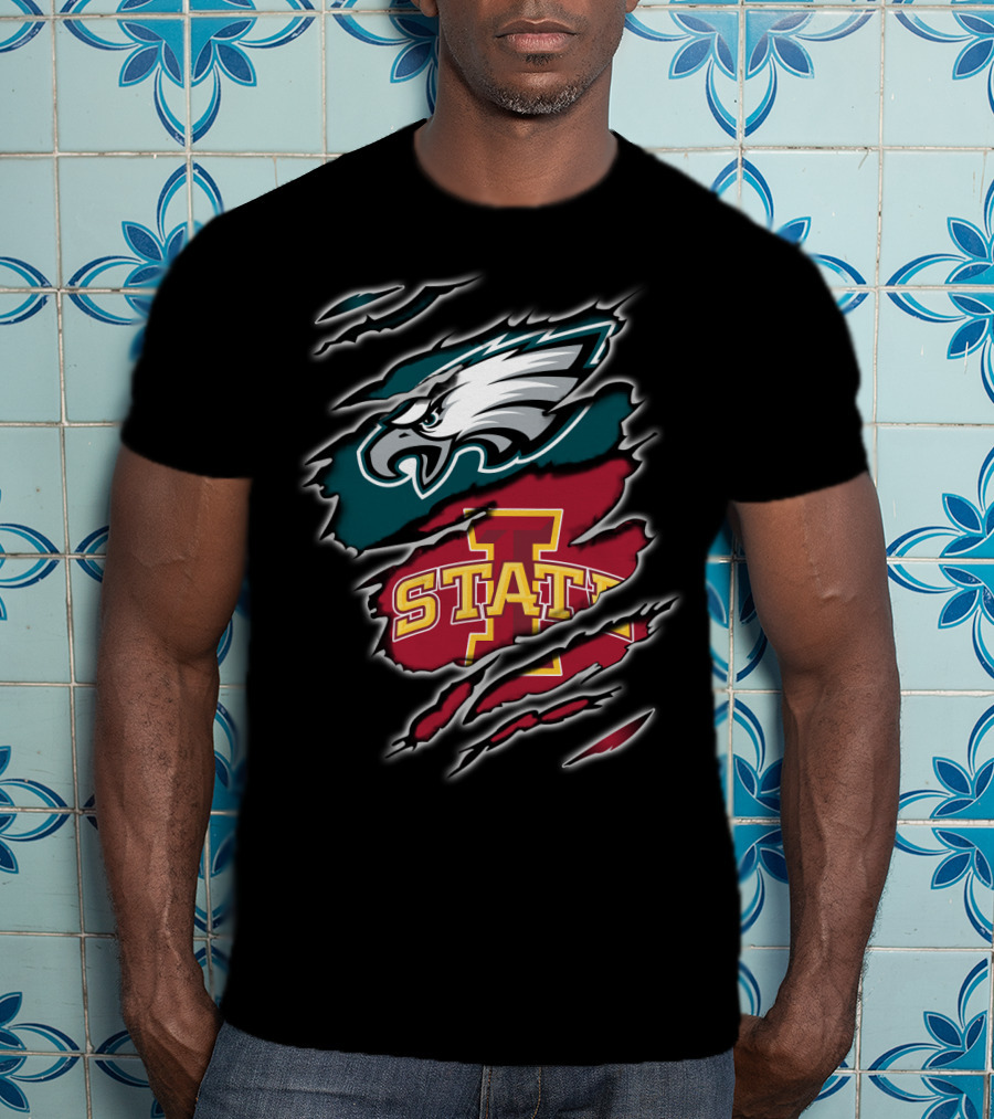 Philadelphia Eagles Iowa State Cyclones Claw Marks Logo Fusion T-Shirt