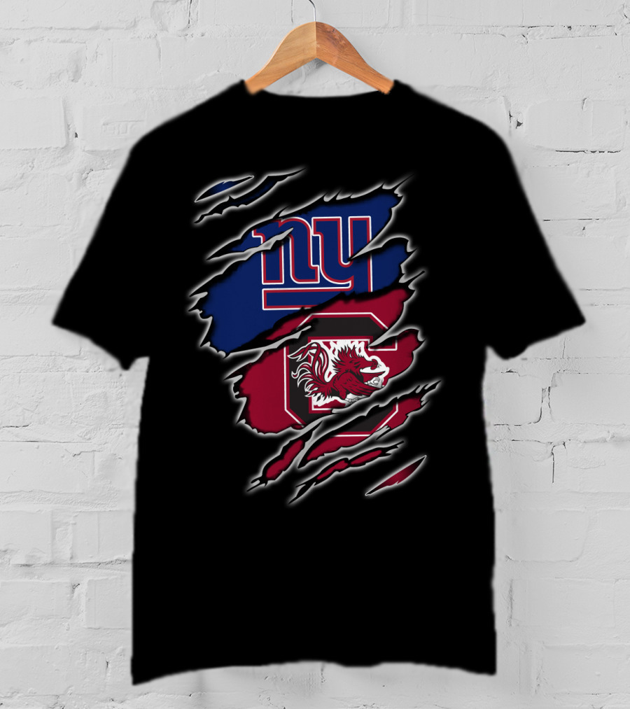 Ny Giants South Carolina Gamecocks Claw Marks Image Logo Mashup T-Shirt