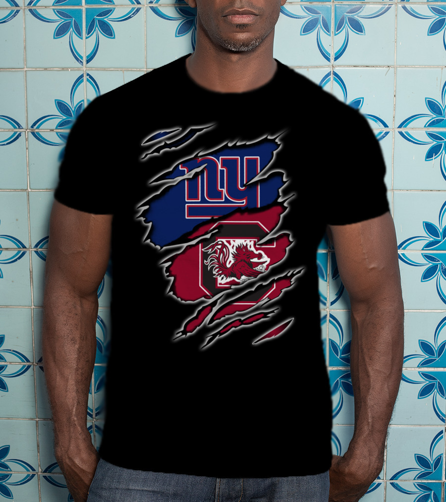 Ny Giants South Carolina Gamecocks Claw Marks Image Logo Mashup T-Shirt