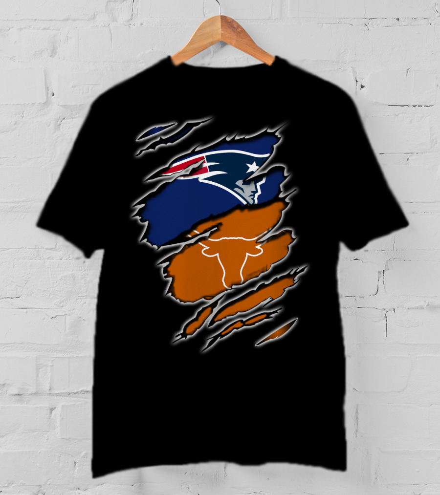 Patriots Longhorns Hybrid Fan Scratch Ripped T-Shirt