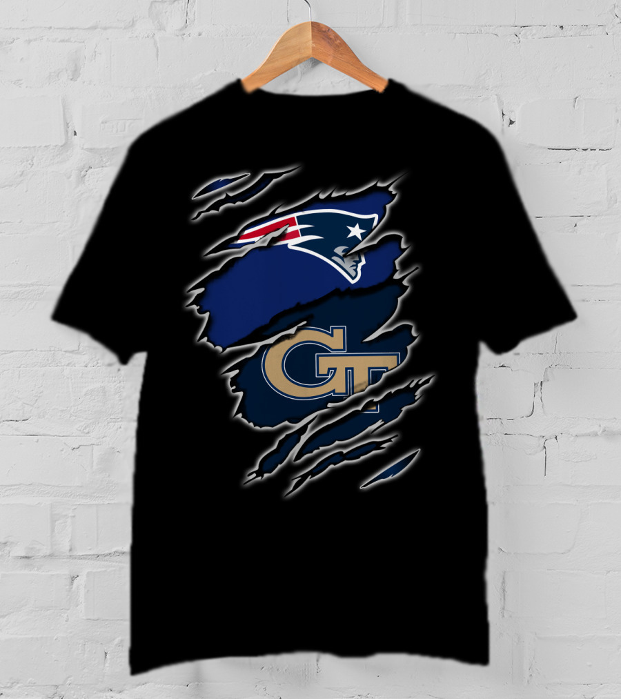New England Patriots Georgia Tech Logo Collaboration T-Shirt